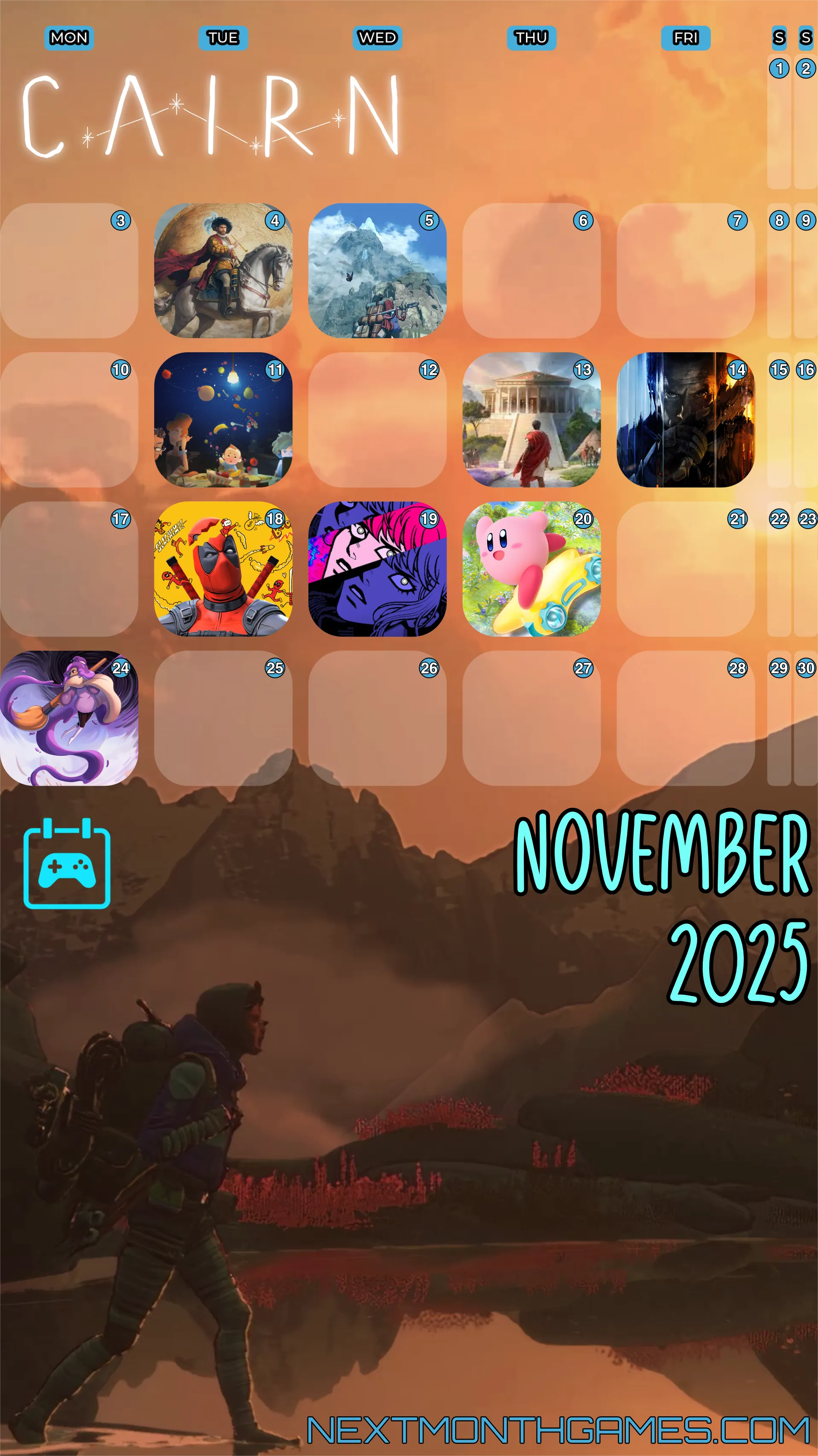 November 2025 Calendar Preview